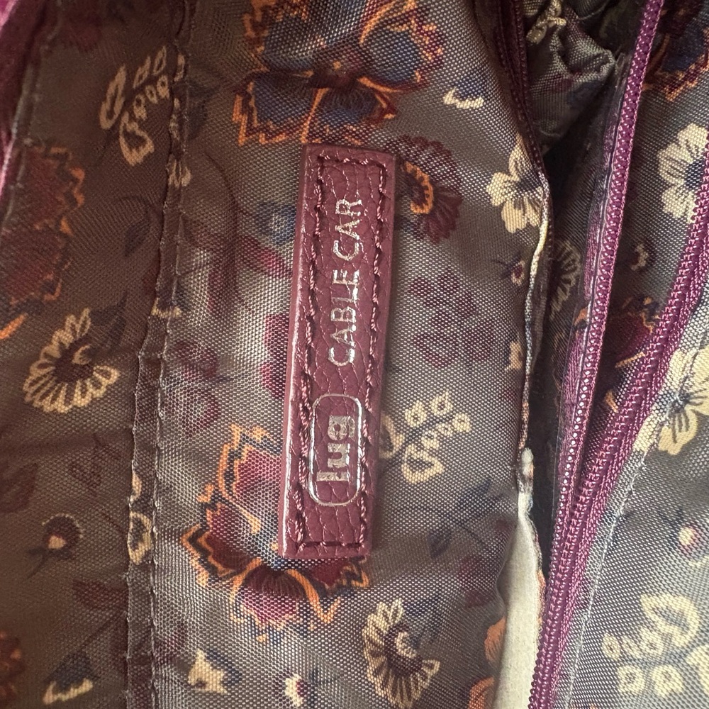 Lug Purple Shoulder Bag with Zipper & Braided Accents Matte Finish Women's Large - Picture 6 of 16